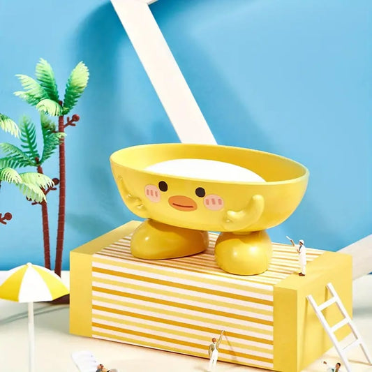 Cute Yellow Cartoon Soap Holder with Legs – Fun Bathroom Accessory