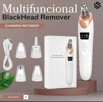 5 in 1 Black Head Remover machine, Powerful Pimple Pore Cleaner, Vacuum Suction Tool, Rechargeable ‏Derma Suction
