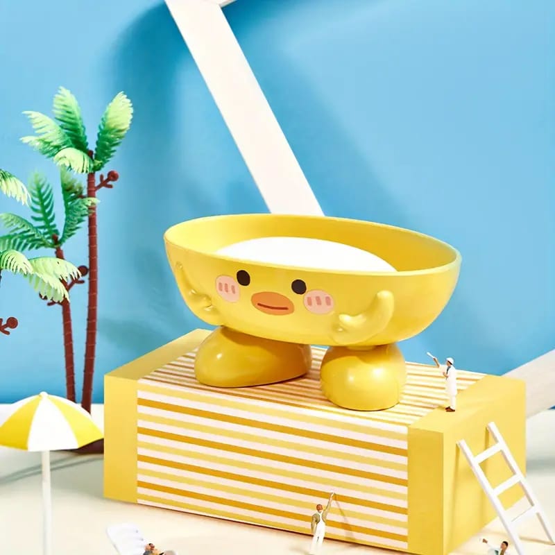Cute Yellow Cartoon Soap Holder with Legs – Fun Bathroom Accessory
