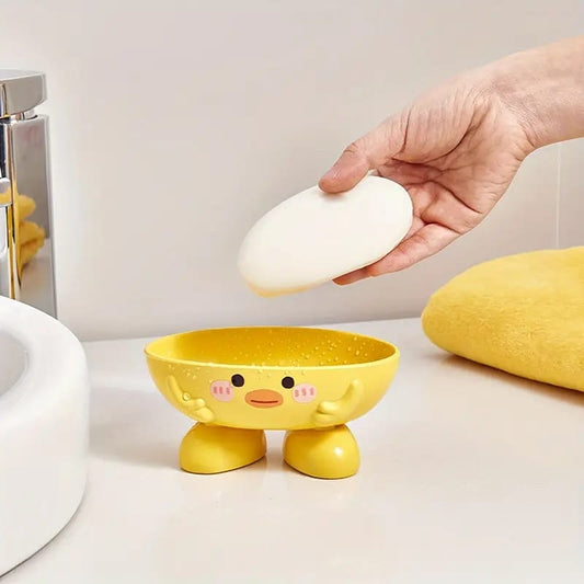 Cute Yellow Cartoon Soap Holder with Legs – Fun Bathroom Accessory